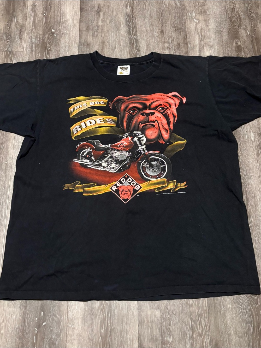 Vintage 90s Red Dog Beer Bulldog Motorcycle T-Shirt XL Biker